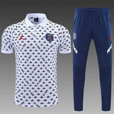 Polo Jordan PSG white sapphire blue print