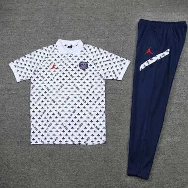 Polo Jordan PSG white sapphire blue print