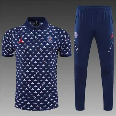 Polo Jordan PSG met saffierblauw-witte print