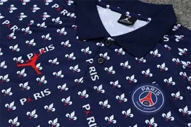 Polo Jordan PSG met saffierblauw-witte print