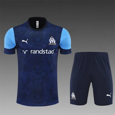 25-26 Marseille Blue Training Soccer Suit Kit Soccer T-Shirt AAAAJersey Supply Yupoo