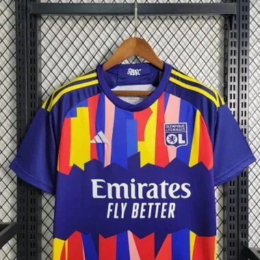 Equipamento de futebol barato do Lyon, 3.º equipamento de fora, 23-24, tamanho S-XXL