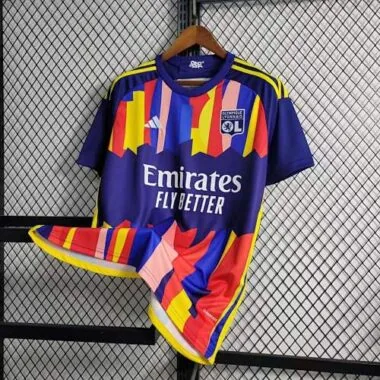 Equipamento de futebol barato do Lyon, 3.º equipamento de fora, 23-24, tamanho S-XXL