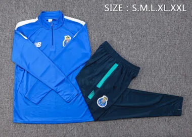 Equipamentos de manga comprida do Porto 23-24: Fatos de treino azuis e camisolas de futebol