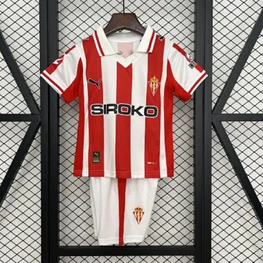 25-26 Sporting Gijon Home Kids Kit Soccer T-Shirt AAAAJersey Supply Yupoo