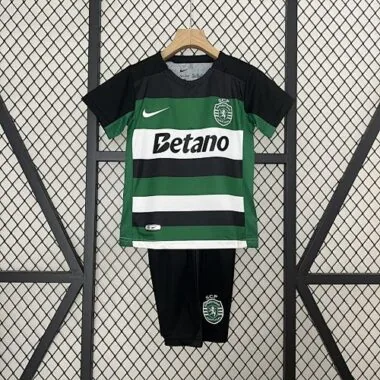 24-25 Sporting Lisbon Home Kid Kits Youth Apparels Football AAAAJersey Yupoo