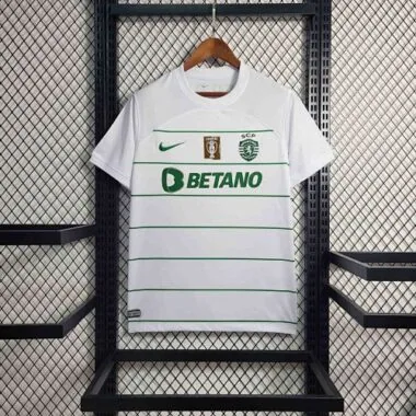 Maglia da trasferta dello Sporting Lisbona 23-24 con personalizzazione Champion - Calcio