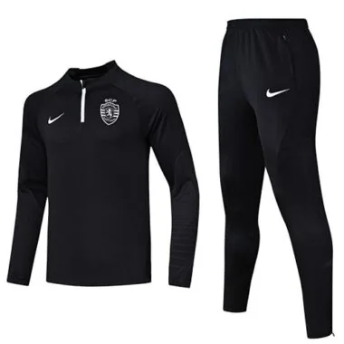 23-24 Sporting Lisbon Long Sleeve Kits Black Training Suits Football Jerseys Yupoo