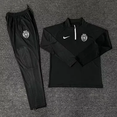 23-24 Sporting Lisbon Long Sleeve Kits Black Training Suits Football Jerseys