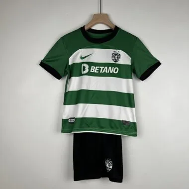 23-24 Sporting Lisbon Home Kids Kits Children Suits Football Jerseys Yupoo