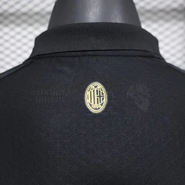 24-25 AC Milan Zwart Voetbalshirt met lange mouwen, 125-jarig jubileumeditie, spelersversie