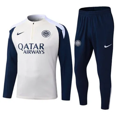 25-26 Inter Milan Beige&amp;Navy Training Kits Long Football Tracksuits