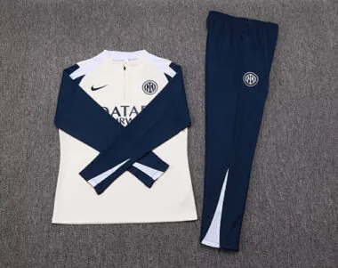 25-26 Inter Milan Beige&amp;Navy Training Kits Long Football Tracksuits