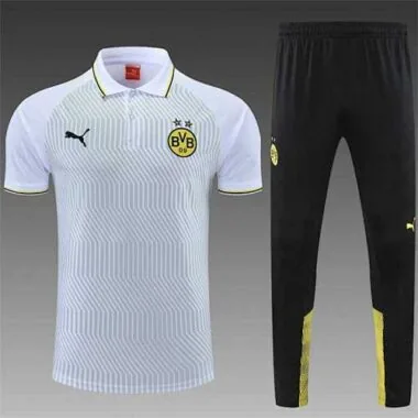 Polo Dortmund met grijze en witte strepen