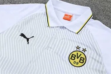 Polo Dortmund met grijze en witte strepen