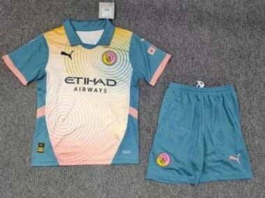 24-25 Manchester City Kids Kit Second Away Football