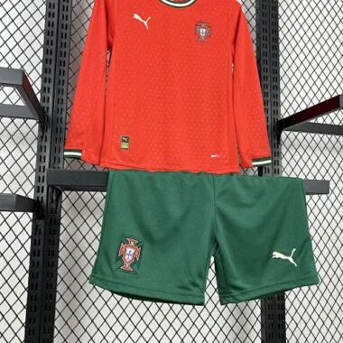 2025 Portugal Home Long sleeves Kids Kit Soccer