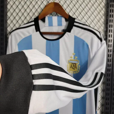 2022 Long Sleeved 3 Stars Argentina Home S-XXL Cheap Soccer Jerseys