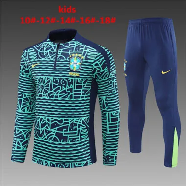 2024 Brazil Kids Long Sleeve Training Suit Football Shirts