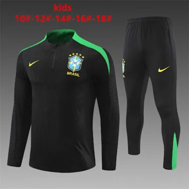 2024 Brazil Kids Long Sleeve Training Suit Football Shirts(1)