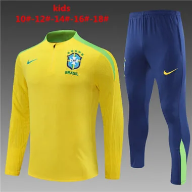 2024 Brazil Kids Player Long Sleeve Training Suit Football Shirts
