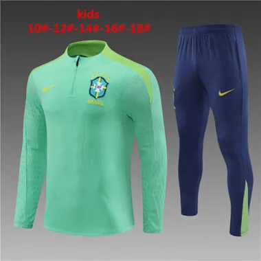 2024 Brazil Player Kids Long Sleeve Training Suit Football Shirts(1)