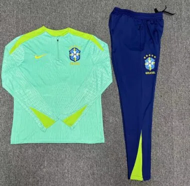 2024 Brazil Player Kids Long Sleeve Training Suit Football Shirts(1)