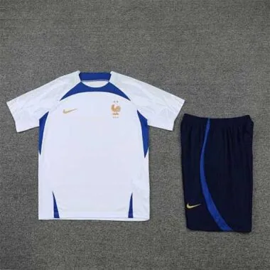 2022 France Training Suit Short Sleeve Kit White Blue