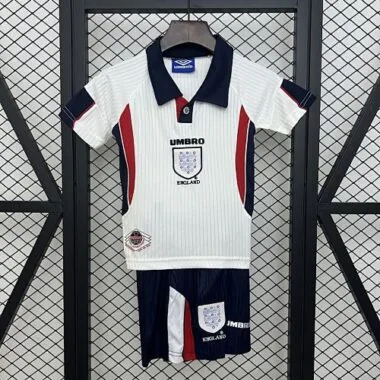 1998 England Home Retro Kid Kits Youth Apparels Soccer