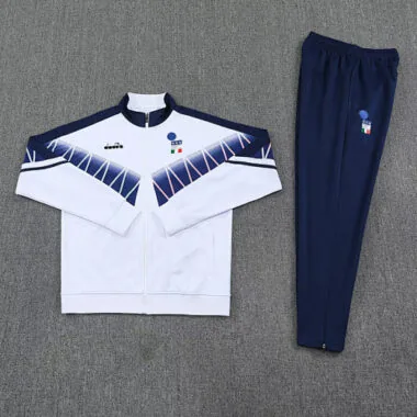 25-26 Italy Chandal Retro Blanco Football Tracksuits Long Jacket Suits