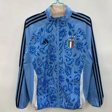 25-26 Italy Blue&amp;Beige Trench Coat Reversible Windbreaker Double-Sides Jacket
