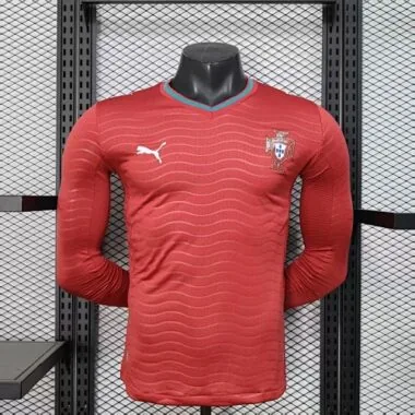 Camiseta de la selección de Portugal para la Copa del Mundo 2026, equipación local de manga larga, versión para jugador, camiseta de fútbol