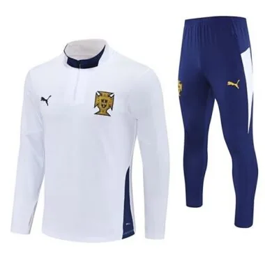 25-26 Portugal White Training Kits Long Football Tracksuits