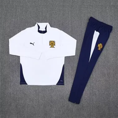 25-26 Portugal White Training Kits Long Football Tracksuits