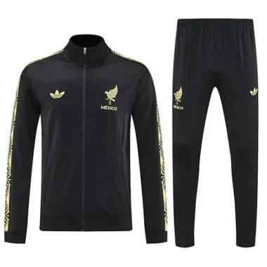25-26 Mexico Black Football Tracksuits Long Jacket Suits