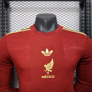 25-26 Mexico Rood Voetbalshirt met lange mouwen, speciale editie, spelersversie