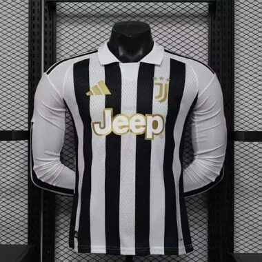26-27 Juventus Home Long Sleeves Kit Player Version Soccer T-Shirt