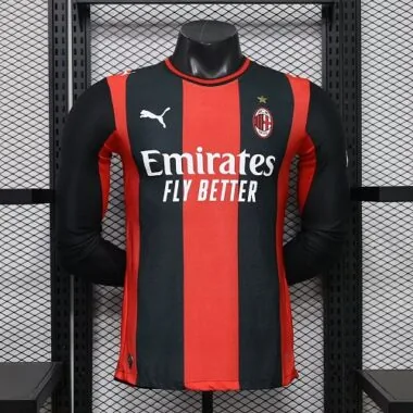 26-27 AC Milan Home Long Sleeves Kit Player Version Soccer T-Shirt AAAAJersey Supply Yupoo