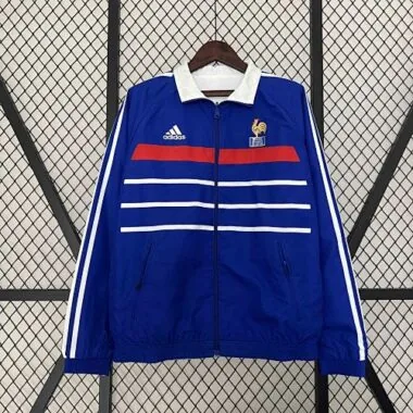 2024 Frankrijk omkeerbare windjack, wit en blauw, dubbelzijdig, voetbalshirts te koop