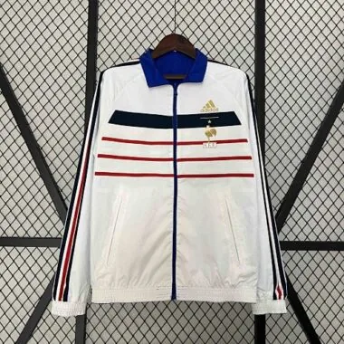 2024 Frankrijk omkeerbare windjack, wit en blauw, dubbelzijdig, voetbalshirts te koop