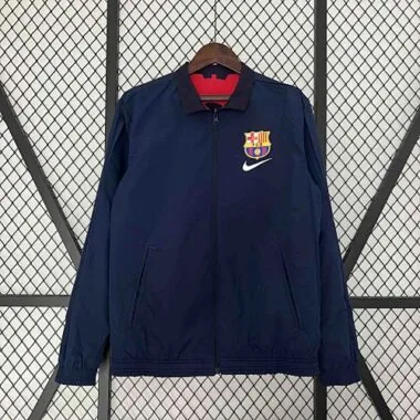 23-24 Barcelona Reversible Windbreaker Red&Navy Special Edition Style Double-Sides Jacket For Sale