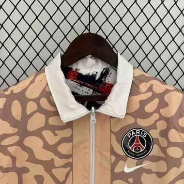 23-24 PSG Reversible Windbreaker White&Brown Double-Sides Jacket Soccer Jerseys For Sale