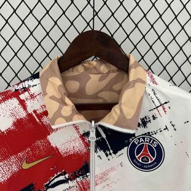 23-24 PSG Reversible Windbreaker White&Brown Double-Sides Jacket Soccer Jerseys For Sale