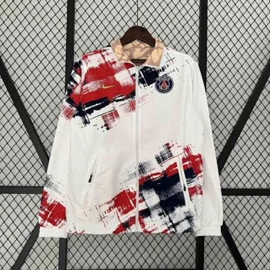 23-24 PSG Reversible Windbreaker White&Brown Double-Sides Jacket Soccer Jerseys For Sale