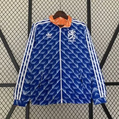 2024 Netherlands Reversible Windbreaker Orange&Blue Double-Sides Jacket Soccer Jerseys For Sale