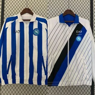 23-24 Napoli Reversible Windbreaker White&Blue Double-Sides Jacket Soccer Jerseys For Sale