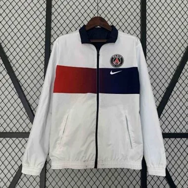 23-24 PSG Reversible Windbreaker White&Navy Double-Sides Jacket Soccer Jerseys For Sale