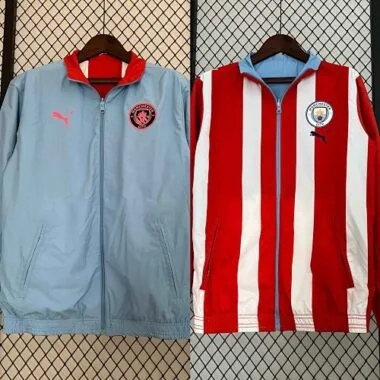 23-24 Manchester City Reversible Windbreaker Red&Blue Double-Sides Jacket Soccer Jerseys For Sale