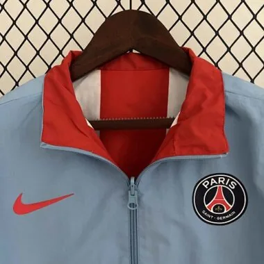 23-24 PSG Wende-Windjacke, rot-blau, beidseitig tragbare Jacke, Fußballtrikots zu verkaufen