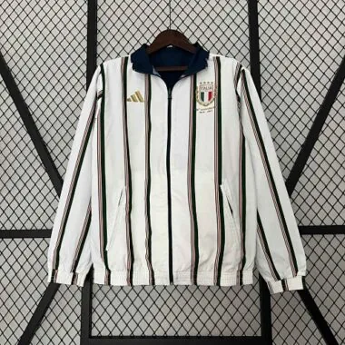2024 Italy Reversible Windbreaker White&Blue Double-Sides Jacket Soccer Jerseys For Sale